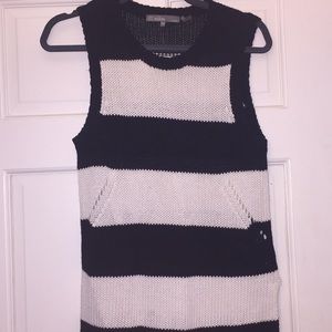 27 Miles black and white stripe sleeveless sweater